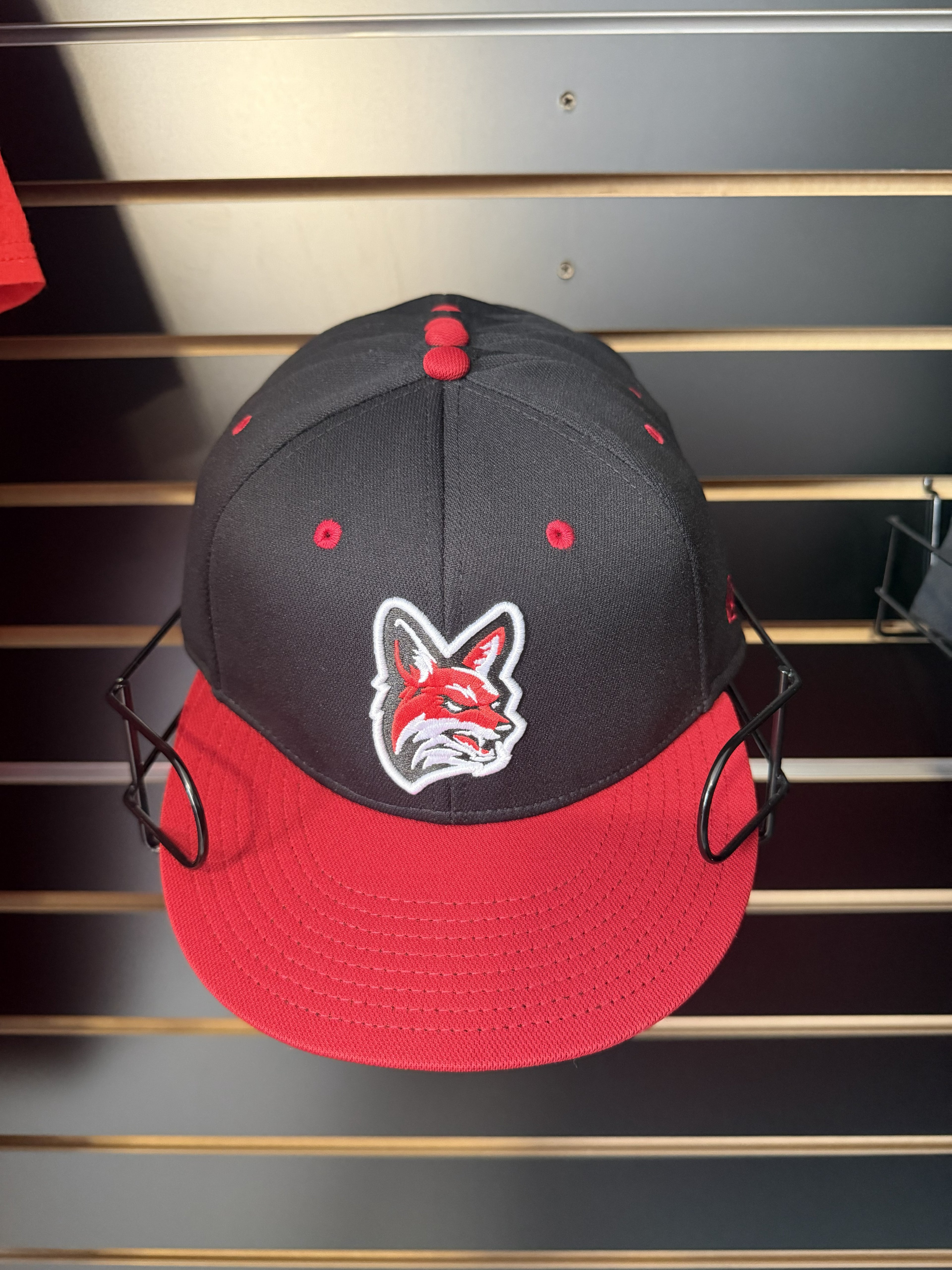 Jackals Black and Red Jackal Hat Red Brim