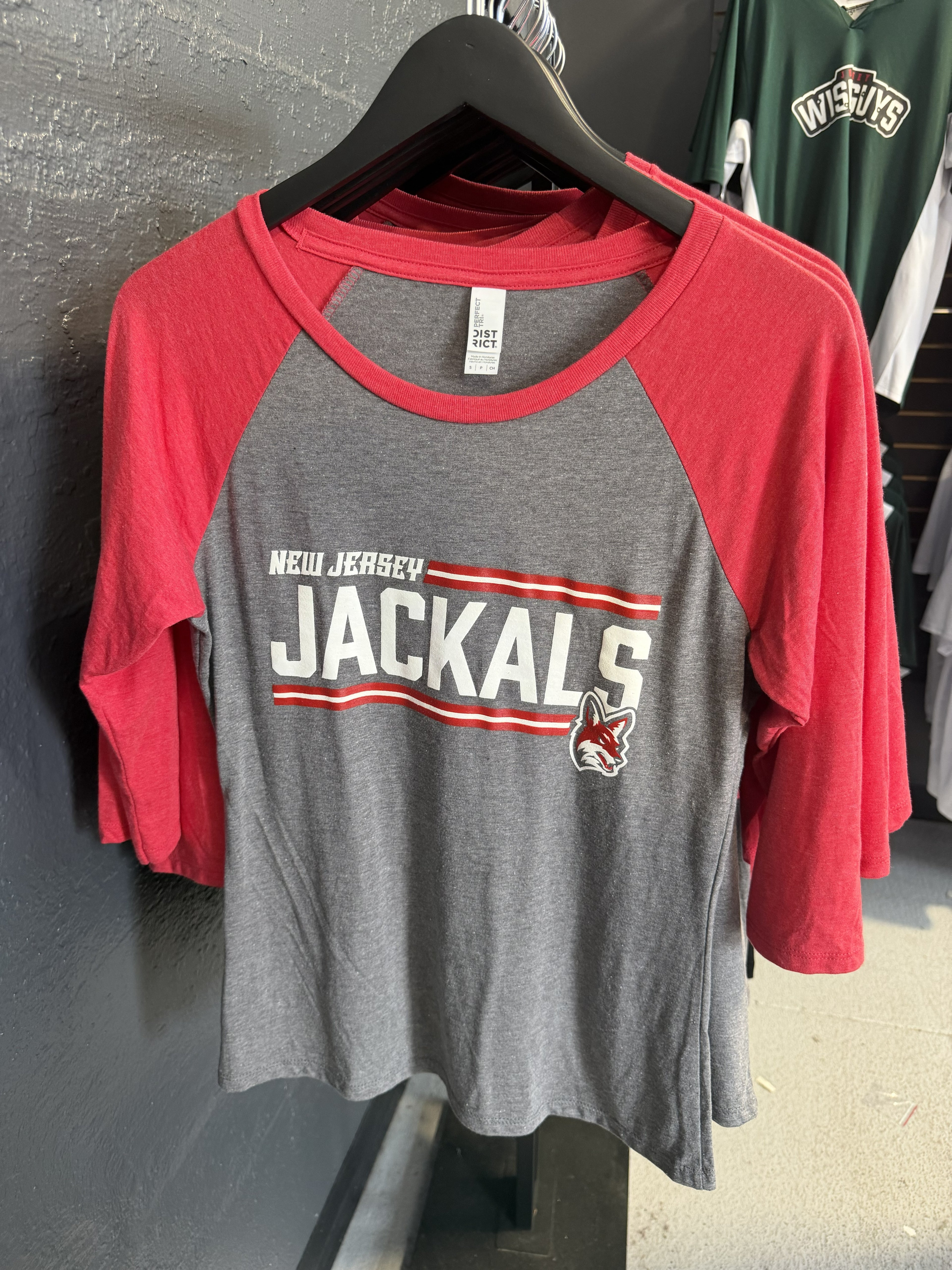 Jackals Grey and Red NJ Jackals 3/4 Sleeve Shirt